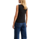 New Look Rib Button Through Tank Top - Black