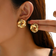 Shein 1 Pair Gothic Punk Style Minimalist Hollow Flower Metal Earrings, Fashion Jewelry Gift For Women, Suitable For New Year Party, Ball, Vacation