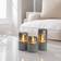 Dunelm Set of 3 Glass Grey LED Candle 15cm 3pcs