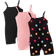 Shein Young Girl Knitted Solid Color Cami Romper With Colorful Flower Pattern Knitted pcsSet