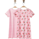 Shein 2pcs Young Girl Strawberry Print Pajama Set, Comfortable Casual Short Sleeve Nightgown, Simple Design For Easy Matching, Stretchy And Breathable Knit Fabric, Machine Washable