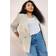 Yours Curve Beige Brown Stripe Tailored Linen Blazer - Light Beige