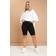 Yours Turn Up Denim Shorts - Black