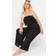 Yours Curve Black Metallic Bandeau Wide Leg Jumpsuit - Black