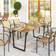 OutSunny Wooden Garden Table 6 Parasol Hole Brown