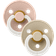 Bibs Colour Glow Round Pacifier Latex Size 1 2-pack Vanilla/Blush