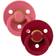 Bibs Colour Rund Napp Latex Str 1 2-pak Coral/Ruby