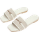 Shein Women's Outdoor Flat Slippers, New Arrival, White Linen Sandals With Metal Buckle Chains, Casual Thick Bottomed Square Toe Sandals With Strap Strap, Color-Block Slides