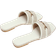 Shein Women's Outdoor Flat Slippers, New Arrival, White Linen Sandals With Metal Buckle Chains, Casual Thick Bottomed Square Toe Sandals With Strap Strap, Color-Block Slides