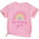 Shein Casual Cute Rainbow Heart Birthday Graphic Round Neck Short Sleeve T-Shirt - Wear