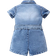 Shein Baby Girl Basic Casual Middle Blue Wash Water Belted Denim Romper