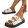 Shein Retro platform wedge sandals for women with two-tone buckle decoration and chunky sole