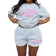 Shein 2 Pieces/Set Women's Plus Size Casual Round Neck T-Shirt and Shorts with Drawstring Pocket Co-Ord Set