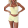 Shein 2Pcs Set Knit Striped Contrast Color Resin Decor Halter Top And Shorts Beach Outfit
