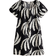 H&M Drawstring-Neck Dress - Black/Leaf-Patterned