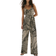 H&M Tie Belt Jumpsuit - Black/Leaf Pattern