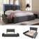 ModernLuxe Adulte 2 Tiroirs Et LED 160x200 cm Gris Lit avec Cadre