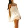 Zara Short Gauze Dress with Lace - Ecru