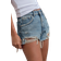 Zara High Waist Curved Denim Shorts - Blue