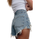 Zara High Waist Curved Denim Shorts - Blue