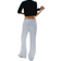 H&M Double Waistband Poplin Drawstring Trousers - Light Blue/Striped
