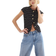 H&M Button Front Top - Black/Striped