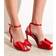New Look Satin Bow Embellished Heeled Sandals - Red