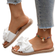 Shein Women's Bow Decor Flat Sandals, Round Toe Slip-On Summer Shoes, Anti-Slip Beach Shoes, Lightweight Ladies Flip Flops