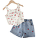 Shein Vintaside Kids Tween Girls 2pcs/Set Camisole Top And Shorts Fashion Outfit, Suitable For Summer,Holiday,Summer,Travel