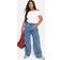 boohoo Plus High Waist Bum Shaper Wide Leg Jean - Blue