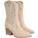 Shein Styleloop Women Pointed Toe Chunky Heel Mid Calf Boots Side Zipper Faux Suede Brown Rhinestone Western Style Riding Boots For Spring Shoes Spring Break Easter