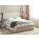 Beliani Ottoman Fabric Vion 140 x 200 cm Beige Frame Bed