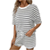 Shein Women's Striped Crew Neck Drop Shoulder Top And Tie-Waist Shorts Set - 2 Pieces