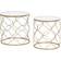Homcom Tables Set of 2 Side End with Glass Top Gold Tone Nesting Table