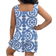 Shein Tween Girl Retro Print Sleeveless Crop Top And Straight Shorts Set - Holiday