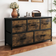 Shein Chest of drawers with 5 drawers, wardrobe, fabric drawers with handles, metal frame Brown Chest of Drawer 100.1x54.6cm