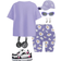 Shein Tween Girls Casual Loose Short Sleeve Round Neck T-Shirt - Purple