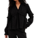 NA-KD Structured Blouse with Long Sleeves & Ruffles - Black