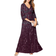 Roaman's Beaded V Neck Gown Plus Size - Dark Berry