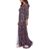 Roaman's Beaded V Neck Gown Plus Size - Dark Berry