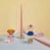 Hübsch Gem Pink/Blue Candlestick 11cm