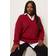Yours Curve Burgundy Red Vneck Jumper - Red