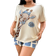Shein Plus Size Giraffe Print Casual Short Sleeve Top And Shorts Set