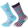 Floso Kid's Cotton Rich Welly Socks 2-pack - Blue Pink