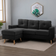 Homcom L-Shaped Black Sofa 193cm 3-Sitzer
