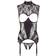 Abierta Fina Bodystocking with Lace & Rhinestones