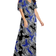 Jessica London Women's Stretch Knit Cold Shoulder Maxi Dress Plus Size - Blue Patched Paisley