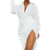 PrettyLittleThing Balloon Sleeve Gathered Skirt Midi Shirt Dress - White