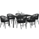vidaXL 7 Delers Have Spisestel Sorte Poly Rattan Havemøbelsæt