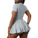 Shein Slaydiva New spring and summer casual basic style, sportswear style, simple round neck, short sleeves, folded short T-shirt on both sides + a swing stick half skirt, short on both sides, front and back, mid-length, light gray striped knit fabric women's two-piece suit